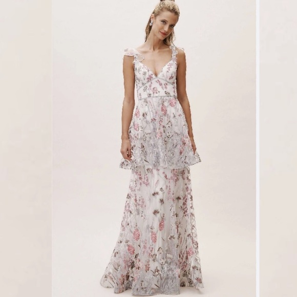 Marchesa Dresses & Skirts - Marchesa Sleeveless V-Neck Floral Tiered Maxi Dress